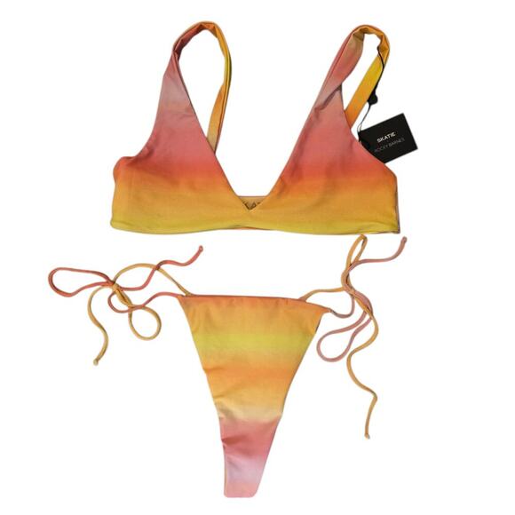 Nwt Skatie X Rocky Barnes Sunrise swimsuit two piece bikini large medium - Picture 1 of 5